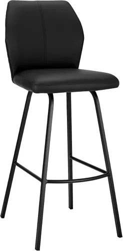 Vista 13 de Armen Living Taburete de cuero sintético gris Tandy y metal negro de 26 pulgadas