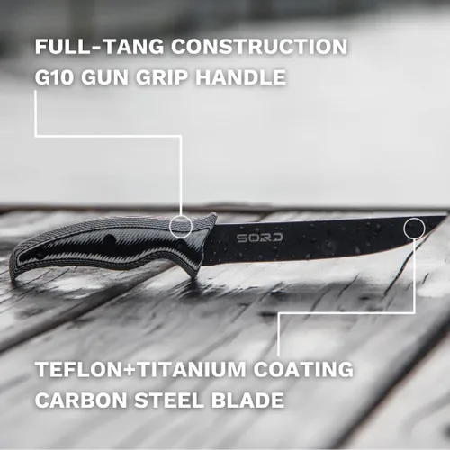 Vista 5 de SORD - Cuchillo de pesca – Cuchillo utilitario de 5 pulgadas para pesca y caza – Equipo de caza de hoja fija y equipo de pesca – Incluye funda Kydex
