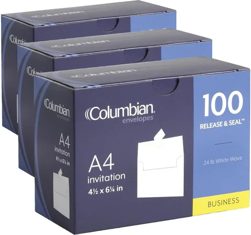 Vista 8 de Columbian Invitation - Sobres autosellantes, 100/caja, 4 x 6 pulgadas para fotos y tarjetas, tira de despegar y sellar, tamaño A4, solapa cuadrada