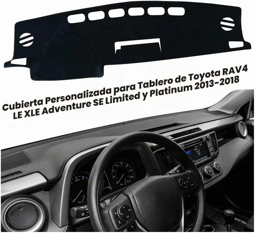 Vista 3 de Cubierta de tapete para salpicadero, consola central interior personalizada compatible con Toyota RAV4 SUV 2013, 2014, 2015, 2016, 2017, 2018