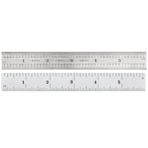 Vista 19 de Regla de acero templado Starrett Spring, con graduación de pulgadas, graduaciones estilo 4R, 1