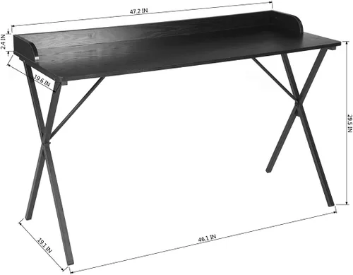 Vista 3 de Mesa de escritura para computadora en casa, 47.2 pulgadas, marco en X resistente con parte superior de madera grande, escritorio de fácil montaje