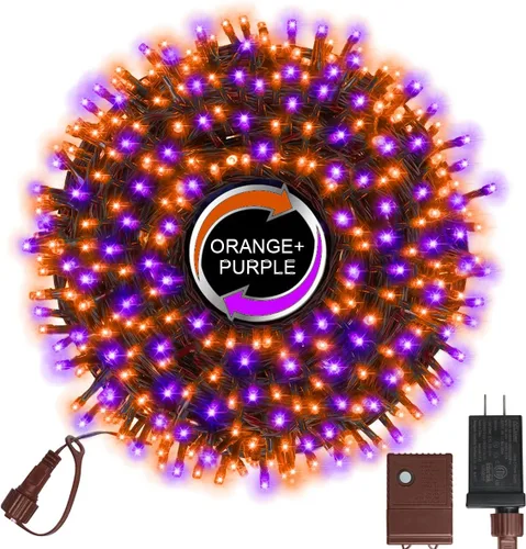 Vista 22 de Cadena de luces decorativas navideñas de 33 pies, 100 luces LED de alambre verde, luces de hadas estrelladas enchufables, 16 modos de iluminación