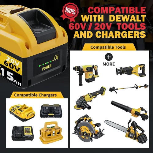 Vista 3 de 2-Pack 20V/60V 15.0Ah Battery Compatible with DEWALT