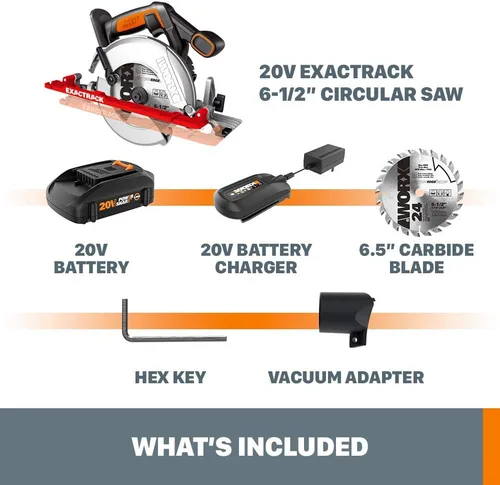 Vista 6 de Worx WX530L 20V Power Share ExacTrack 6.5" Sierra circular inalámbrica