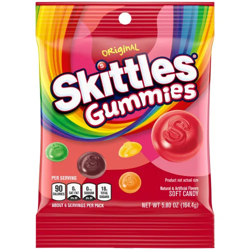 Vista 4 de Skittles - Bolsa de gomitas de caramelo, original, 5.8 onzas