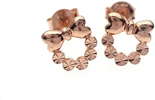 Vista 6 de SAGEKING 2024 New 585 Purple Gold Plated 14K Rose Gold Bowknot Earings For Women Romantic Cute Simple Ear Studs Party Jewelry Gifts For Girlfriend