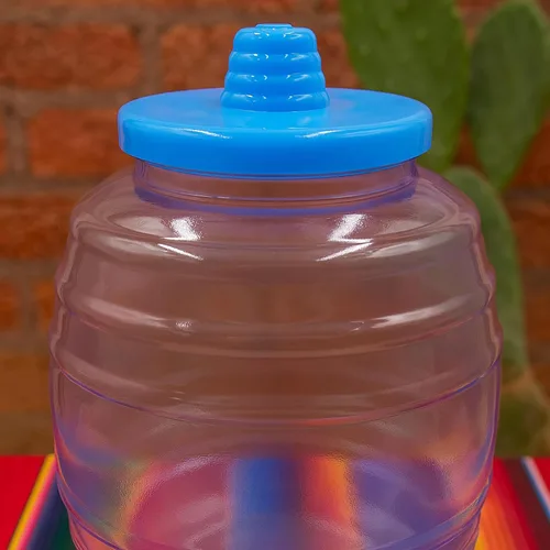 Vista 5 de Jarra de 5 galones con boquilla, dispensador de bebidas mexicanas Vitrolero Tapadera Aguas Frescas de jugo de agua, recipiente transparente de 20 L
