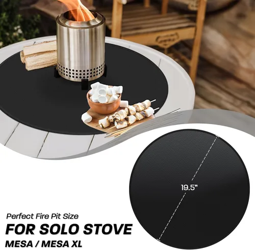 Vista 5 de Tapete para Fogata de 19.5" para Solo Stove Mesa, Tapete Redondo Impermeable al Aceite y Agua para Debajo de la Fogata de Mesa, Tapete Portátil