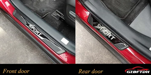 Vista 7 de Protector de rasguños para umbral de puerta de automóvil, para Chevy Blazer Trax Bolt EV/EUV, accesorios de automóvil, cubierta de acero para placa