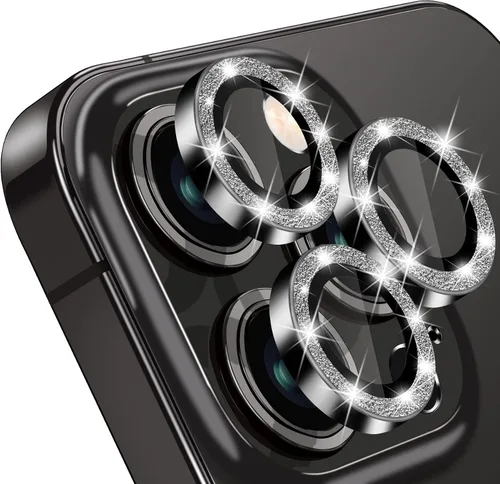 Vista 13 de Compatible con iPhone 14 Pro / 14 Pro Max, protector de lente de cámara antiarañazos, protector de lente de vidrio templado 9H, protector de Negro
