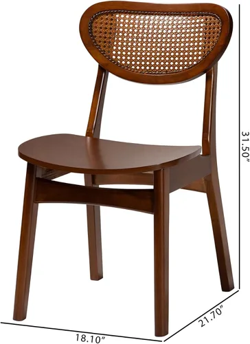 Vista 3 de Baxton Studio Hesper - Juego de 2 sillas de comedor, color marrón nogal/marrón claro