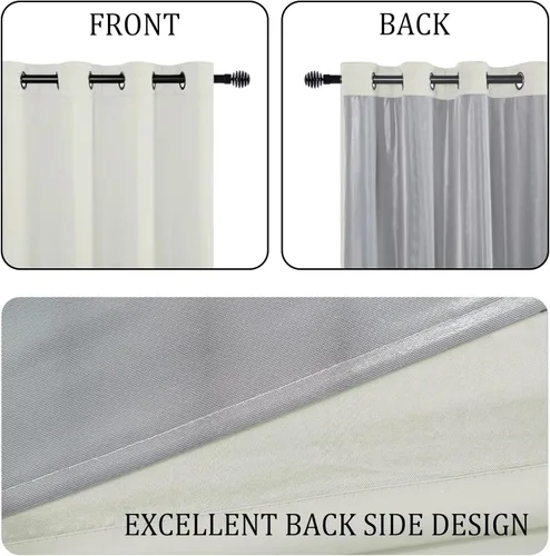 Vista 6 de DWCN - Cortinas 100% opacas para dormitorio con forro negro, cortinas de ventana de doble capa con aislamiento térmico que oscurecen toda la Azul