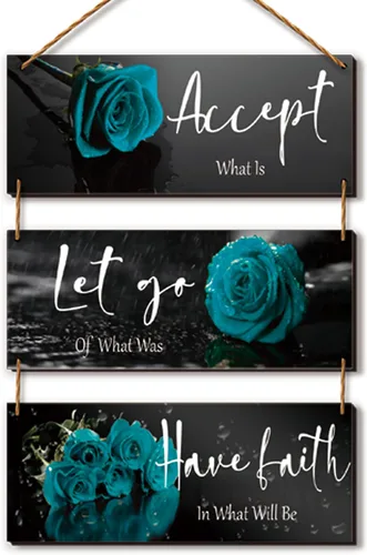 Vista 14 de ZINYAZHE 3 Piezas de Decoración de Pared en Blanco y Negro, Arte de Pared Inspirador de Flores de Madera, Rosas Blancas para Baño, con Frases Rosa