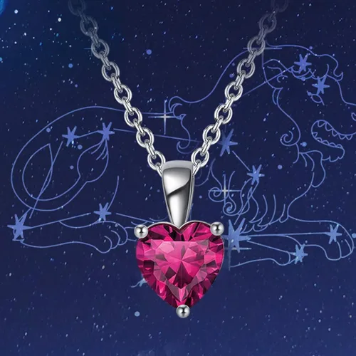 Vista 4 de valunell Love-Heart - Collar con colgante de plata de ley 925 con circonita cúbica collar de piedra natal regalos de joyería para mujeres y niñas 18