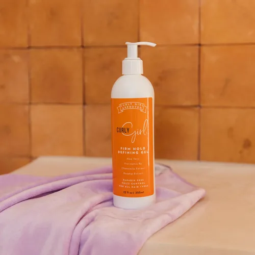 Vista 3 de Curly Girl Gel definidor de fijación firme para rizos, control de encrespamiento fuerte, sin parabenos, aloe vera, soluble en agua