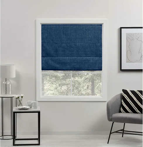 Vista 13 de Exclusive Home - Persiana Acadia 100% blackout de poliéster estilo romana, 23"x64", plata