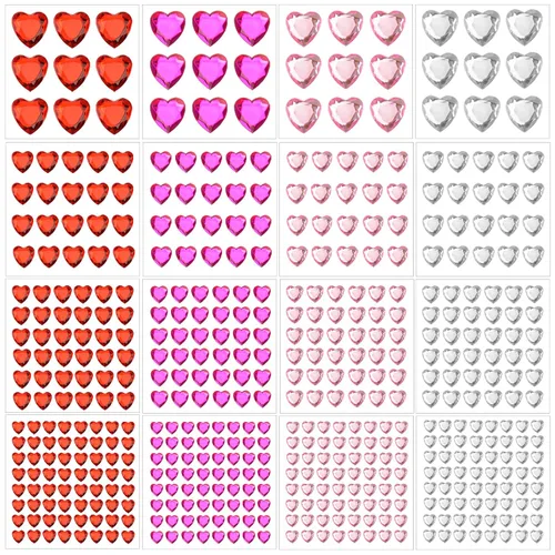 Vista 12 de 1250 calcomanías de diamantes de imitación autoadhesivas, gemas de arco iris para cara, cabello, uñas, brillantina, calcomanías de diamantes