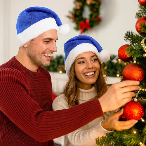 Vista 5 de Sombrero de Papá Noel de felpa multicolor para decoración de pelo de Navidad, unisex, sombrero de tela de terciopelo, disfraz de festival, cosplay