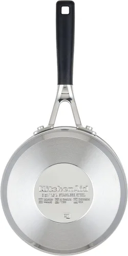 Vista 10 de KitchenAid - Sartén de acero inoxidable de inducción con tapa, olla de 2 cuartos de galón Brushed Stainless Steel, 2qt Saucepan with Lid, Small