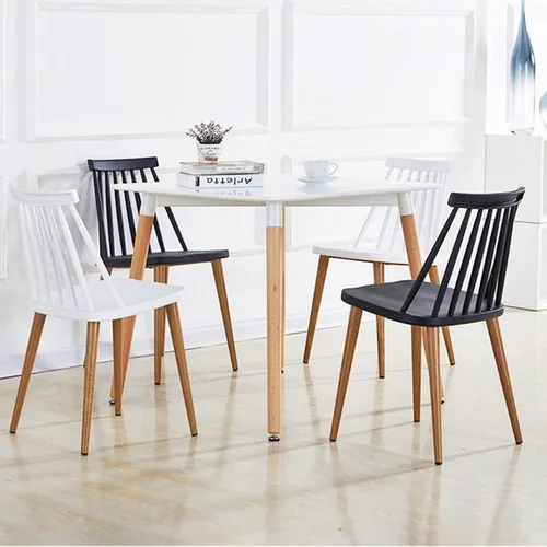 Vista 2 de Sillas de comedor de plástico de mediados de siglo de 18 pulgadas en blanco (juego de 4)