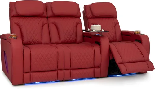 Vista 94 de Seatcraft Luminis 365 - Asiento de cine en casa (fila de 2 biplazas), color carmesí