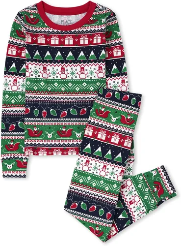 Vista 68 de The Children's Place Pijama de Navidad unisex para bebé, algodón