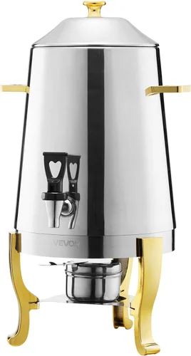 Vista 10 de VEVOR Dispensador de bebidas de acero inoxidable, dispensador de bebidas de 2.7 galones con quemador de alcohol, dispensadores de bebidas calientes