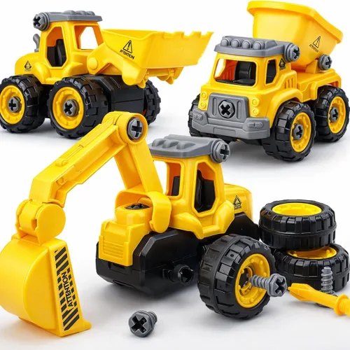 Vista 9 de TOY Life 28 piezas de juguetes de construcción para niños de 3 a 5 años, pequeños vehículos de construcción, juguete de caja de arena para niños