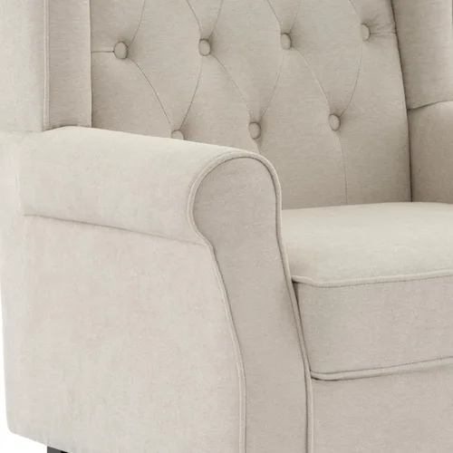 Vista 8 de High Back Accent Chair, Fabric Upholstered Armchair Wingback Chair for Living Room, Comfy Bedroom Reading Seat with Solid Wood Legs, Beige