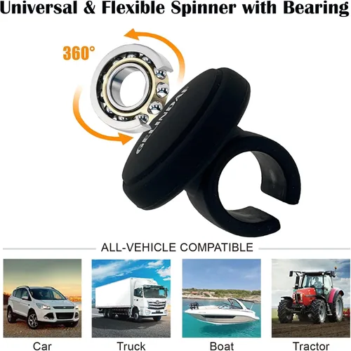 Vista 3 de Pomo de Volante para Coche, Girador de Volante Suave con Rodamiento, Pomo Universal de Silicona para Volante de Vehículo, Bola Giradora de Volante