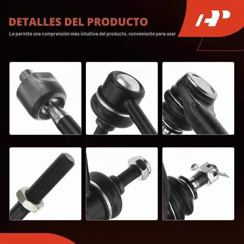Vista 9 de A-Premium Juego de 6, enlace de barra estabilizadora delantera, extremo de tirante interior y exterior, compatible con Mazda 2 2011 2012 2013 2014