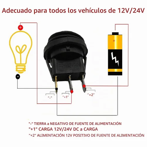 Vista 7 de Interruptor de palanca de 12 voltios, impermeable, 2 unidades, panel de interruptor basculante redondo con luz LED azul con 6 terminales de fusión