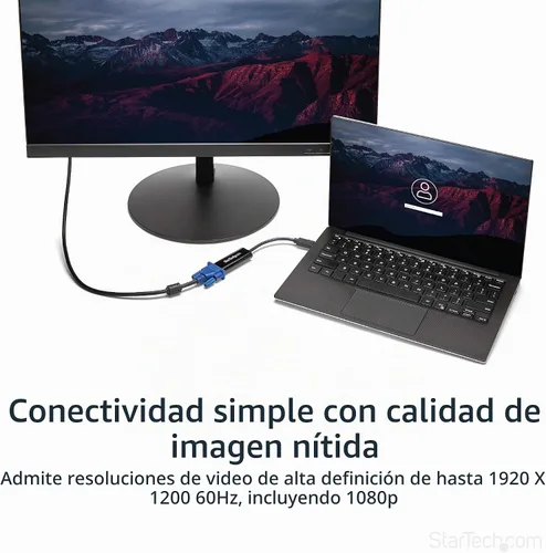 Vista 4 de StarTech Adaptador USB 3.0 a VGA, delgado, solo Windows, TAA (USB32VGAES)