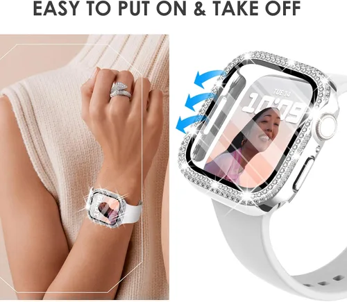 Vista 75 de Surace Bling - Carcasa con protector de pantalla para Apple Watch Series 3, 2, 1 de 1.496 pulgadas
