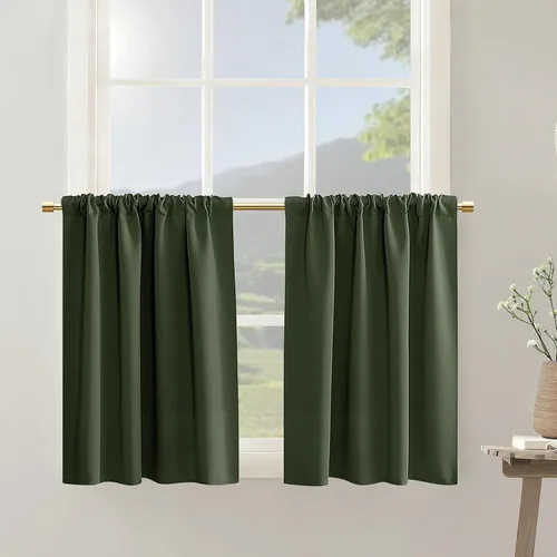 Vista 26 de PANELSBURG - Cortinas de cocina para ventanas, cortinas cortas térmicas aisladas de invierno para puerta con ventana, 24 pulgadas de largo, beige