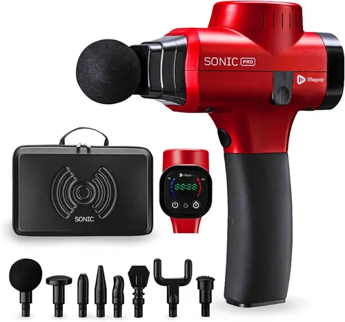 Vista 12 de Lifepro SonicPro Pistola de masaje muscular de percusión con calor, 9 cabezales Negro