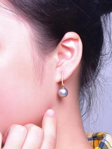 Vista 6 de Aretes de perlas para mujer, aretes de gota de perlas de oro de moda, aretes de aro de perlas de plata, aretes de corazón de perlas pequeñas