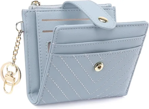 Vista 14 de GAEKEAO Billetera delgada para mujer, tarjetero con bloqueo RFID, billetera plegable con bolsillo para monedas con cremallera, ventana