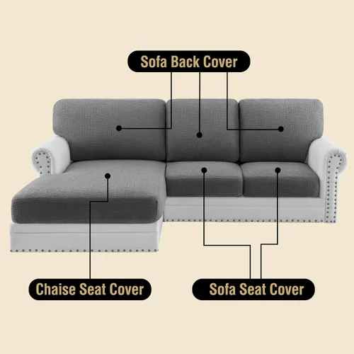 Vista 4 de H.VERSAILTEX Fundas de cojín individuales de jacquard superelásticas para sofá, protector de muebles, fundas antideslizantes suaves y gruesas
