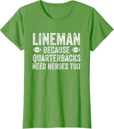 Vista 4 de Lineman Because Quarterbacks Need Heroes Camiseta de fútbol linieros S Negro