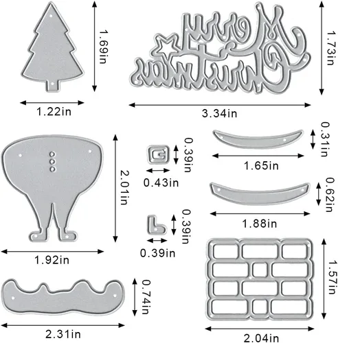 Vista 2 de Troqueles de corte de árbol de Navidad para hacer tarjetas y decoraciones de álbumes de fotos, Papá Noel con palabras de Feliz Navidad, troqueles
