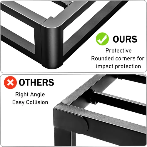Vista 5 de Firpeesy - Base para cama King de metal de 10 pulgadas con patas de esquinas redondeadas y anti-doblado, listones de acero resistente de 3500 LBS