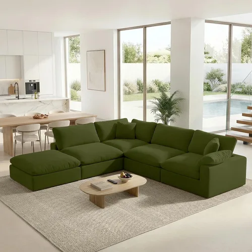 Vista 17 de Sofá modular modular con asiento profundo extra cómodo, sofás modernos negros para sala de estar, apartamento, oficina, espacio pequeño
