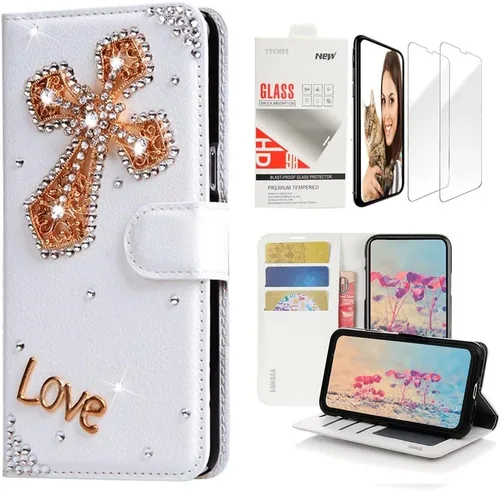 Vista 11 de Bling SSBLDwSPSeries-15 - Funda de piel con tapa y protector de pantalla, diseño 3D hecho a mano