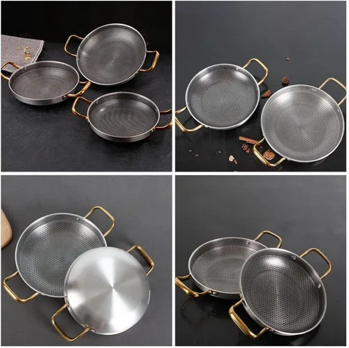 Vista 9 de Angoily Sartén antiadherente de acero inoxidable con forma de panal para mariscos, cangrejos de río y huevos, utensilios de cocina compatibles