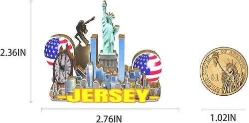 Vista 3 de Imán de la ciudad de Jersey de los Estados Unidos imán de madera 3D hitos de viaje coleccionables recuerdos decoración hecha a mano
