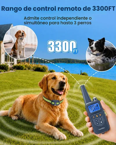 Vista 3 de Collar electrónico para perro con control remoto, collar de entrenamiento de perro impermeable de 2600 pies para perros pequeños, medianos