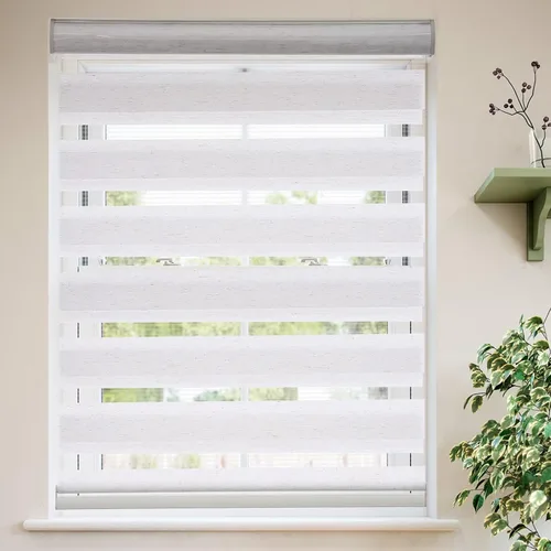 Vista 15 de Personalizadas MYshade - Persianas de cebra para ventanas sin cordones, persianas para ventanas con filtro de luz, tratamientos para ventanas