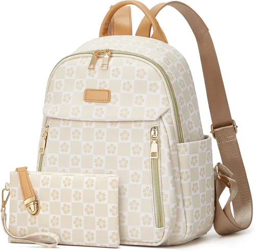 Vista 30 de Makes - Bolso tipo mochila para mujer, de piel sintética, bolso de viaje con diseño convertible a cartera, 12 pulg., Mochilas de viaje